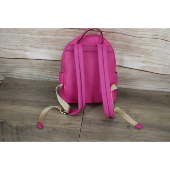 Michael Kors Bex Medium Backpack Soft Pebble Leather Cerise Pink Silver - Picture 4 of 6